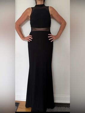 Elegant Black Maxi gown with Sheer Waist Detail